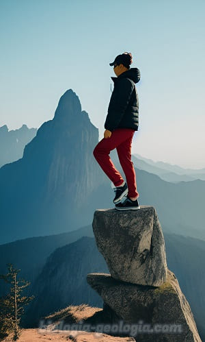 Persona haciendo equilibrio sobre unas rocas